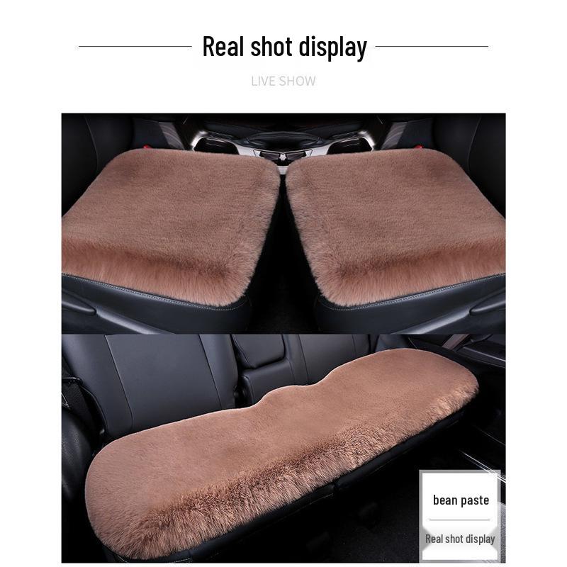 Winter Rabbit Plush Car Seat Cushion Set - 3-Piece No-Back Design for Single Seats