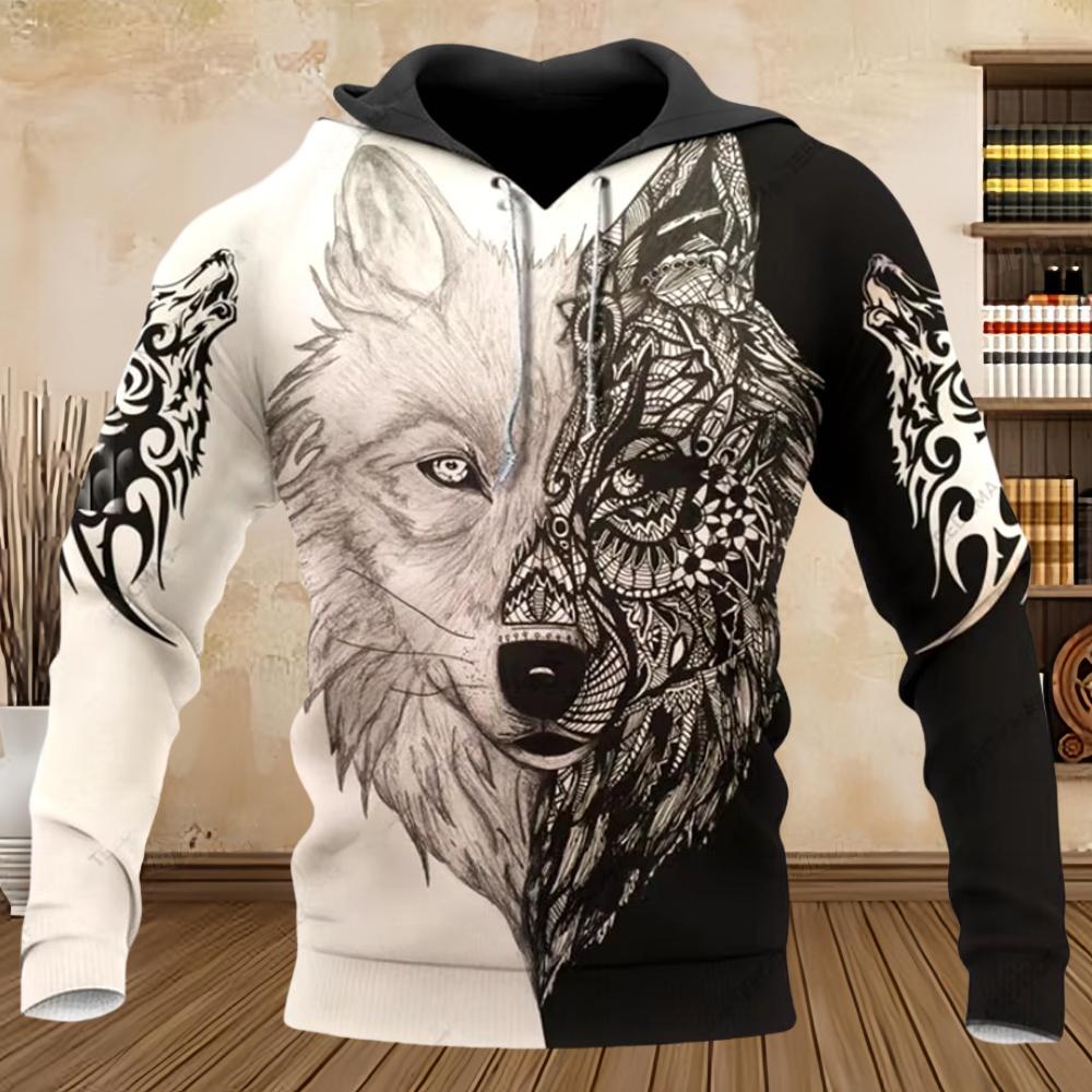 2025 New Hoodie 3D Print Harajuku Print Pullover Men's Hooded Sweatshirt Kangaroo Pocket Vintage Male Clothing Fall Long Sleeve