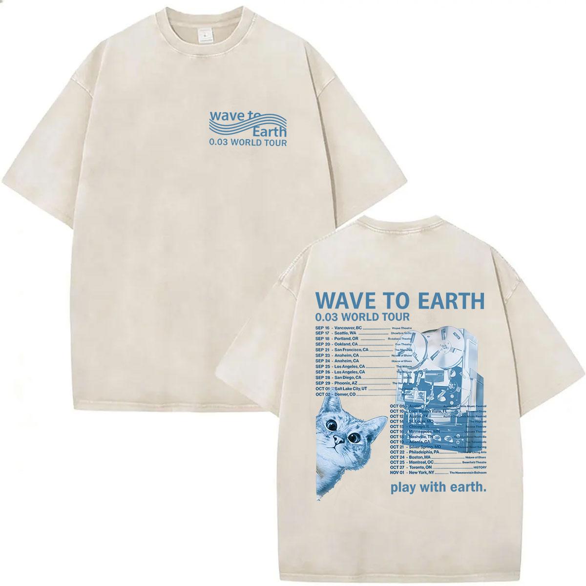 Kpop Band Wave To Earth The Pieces Tour 2026 Vintage Gewaschenes T-Shirt Herren Damen Gothic Mode Übergroßes Baumwoll-T-Shirt Streetwear S white