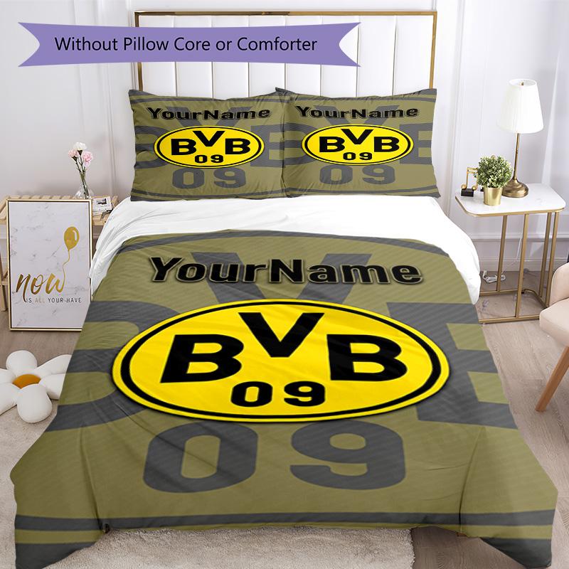 Borussia Dortmund Customize Your Name Bedding Set Breathable Duvet Cover with Pillowcases Home Decoration Birthday Gift