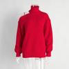 High Neck Off-Shoulder Sweater Women's Autumn Winter Ins Style Matching Knit Sweater Loose Pullover