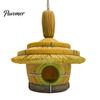 Easy To Install Bird House Thatched Hut House, Decorative Resin Weatherproof Small Animal for Trees Hanging Shelter Outdoor Garden Backyard