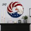 4th Of July Wreath Patriotic for Front Door Handmade of Hanger Red Reusable Holiday White Blue American Wooden Hanging Plaque Wall Porch Memorial Day