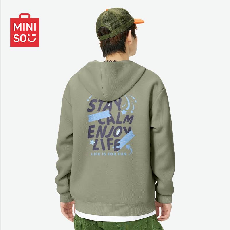 

MINISO Men s Loose Fit Hooded Zip-Up Sweatshirt 3XL