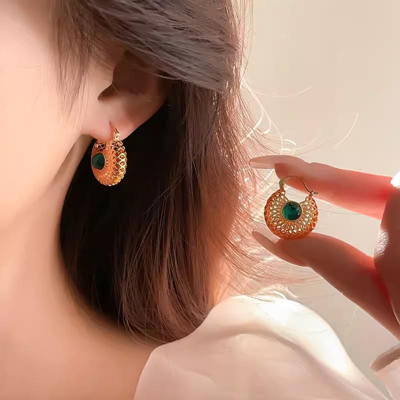 Manșete de urechi cu flori din email retro chinezesc: Cercei de lux cu zircon