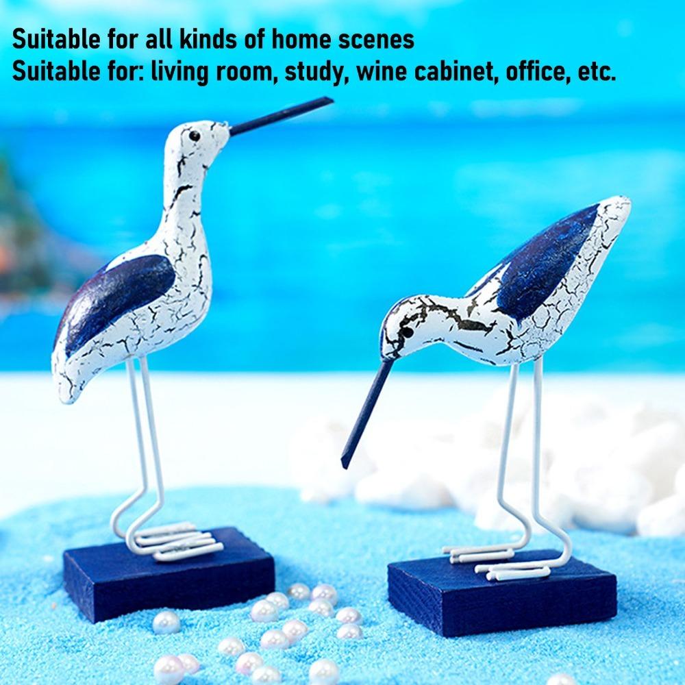 3pcs Wood Seagull Statue 5in Wooden Seabird Figurine Fashion Seagull Figurine Home Decoration