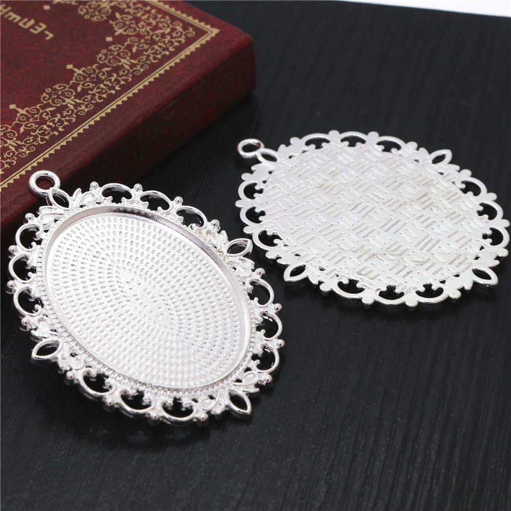 5 Stück 30x40mm Innenmaß 7 Farben Vergoldete Cabochon-Fassung Anhänger Charms