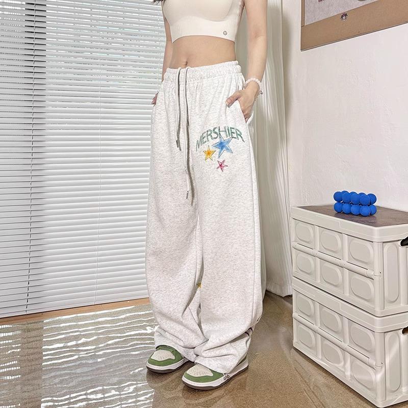 

Женские хлопковые широкие спортивные штаны большого размера American Star - Повседневные, Универсальные, Уличный стиль для весны и осени S