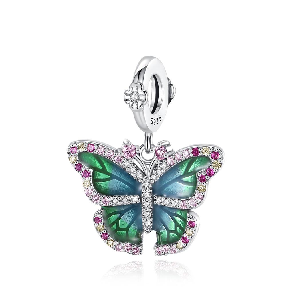 Grüne Farbe Charms Fit Armbänder 925 Silber Avocado Klee Perle Kaktus Chamäleon Zirkon DIY Schmuck Charme