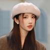 Spring and Autumn Hat Women's Retro British Style Beret Big Head and Face Show Little Painter Hat Versatile Bow Postman Hat