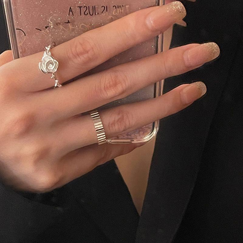 Korean Unique Inspired Floral Open Ring For Women Made From Highquality S925 Silver
