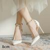 Letní nýtované vysoké podpatky dámské zabalené sandály na tenkém podpatku s jednořadou přezkou