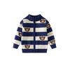 Striped Spring and Autumn Boys' Bear Cardigan Stand Collar Sweater