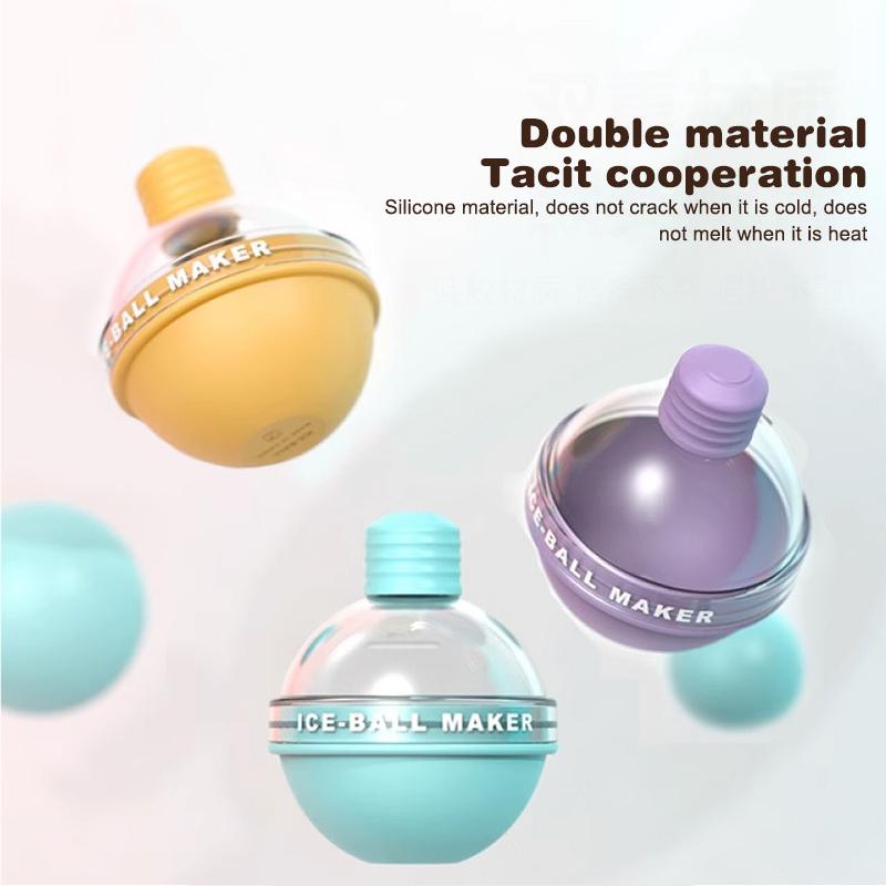 2Pcs Ice Cube Mold Round Ice Hockey Premium Silicone Ice Sphere Molds Seamless 2.5In Ice Balls Kitchen Must-Have For Chilled