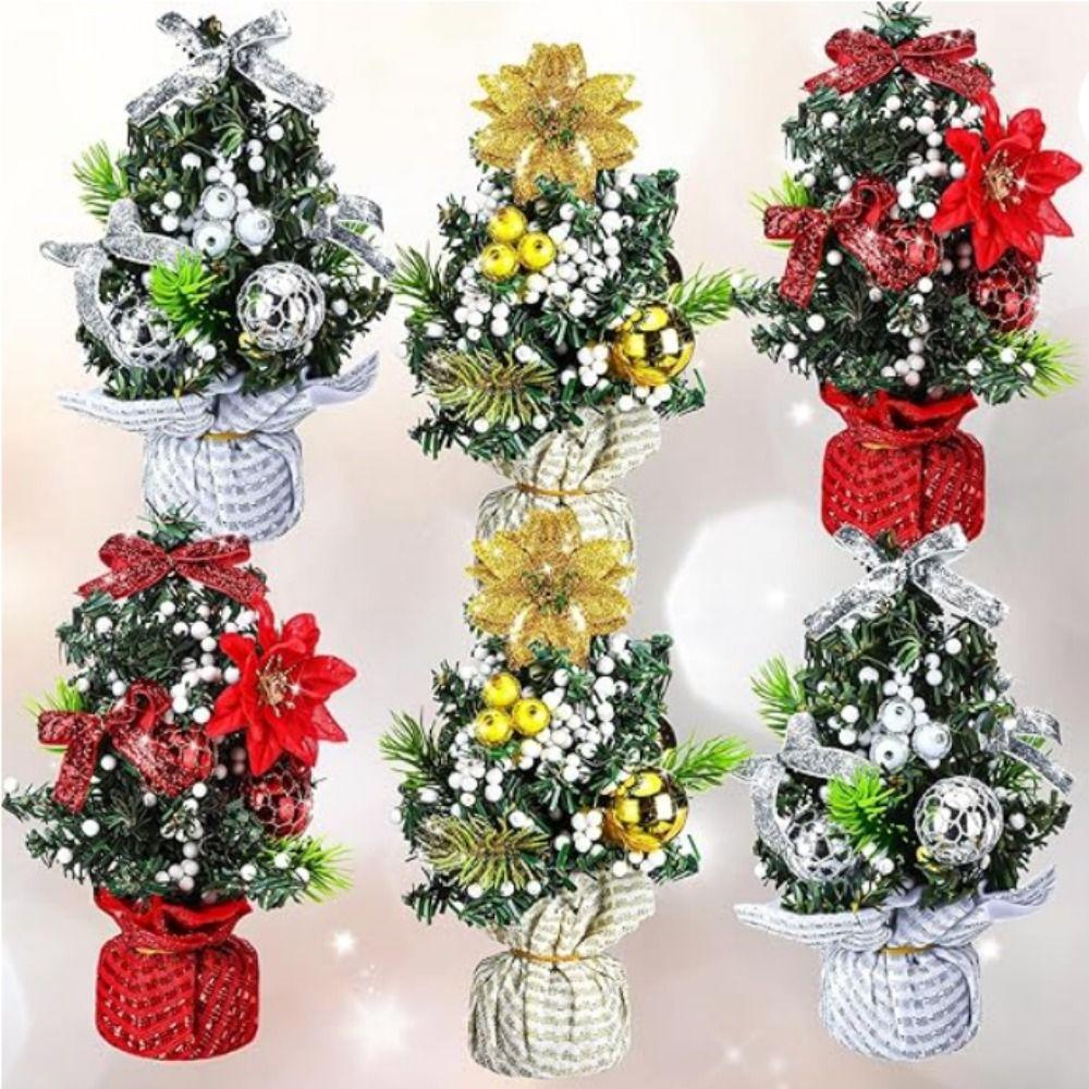 Decorative Mini Christmas Tree with Base Artificial Mini Christmas Trees  Kitchen Dining Table