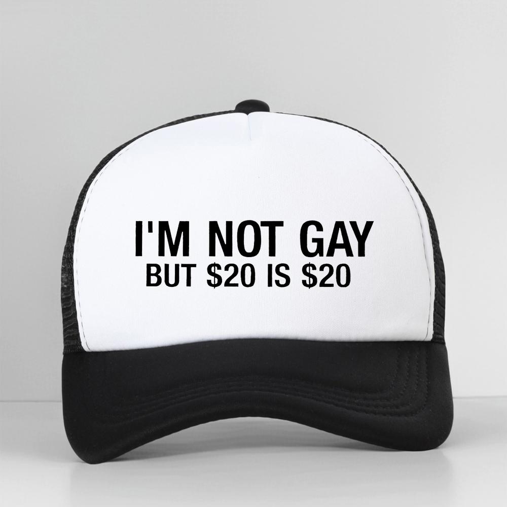 I'M Not Gay But 20 Is 20 Funny Baseball Cap Unisex Fashion Adjustable Hip Hop Summer Mesh Breathable Snapback Hat