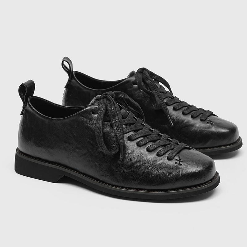 New High-end Commuting Bowling Shoes Height Increasing Derby Shoes Casual Formal Wear Business Personality Retro Lace Up Design