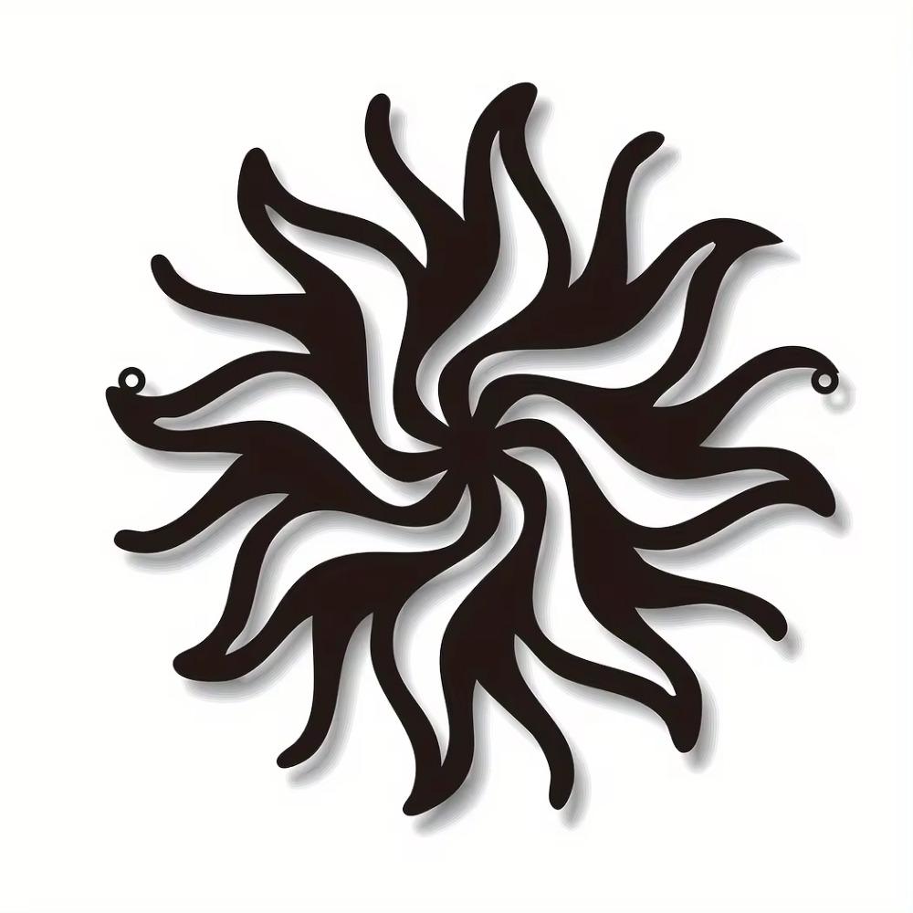 1 szt. Wacky Sun Decor Hippie Fun Metal Art, Fantazyjny wystrój ścienny i ogrodowy w kształcie słońca, Niepowtarzalna dekoracja patio i ganku, Zabawny znak słońca