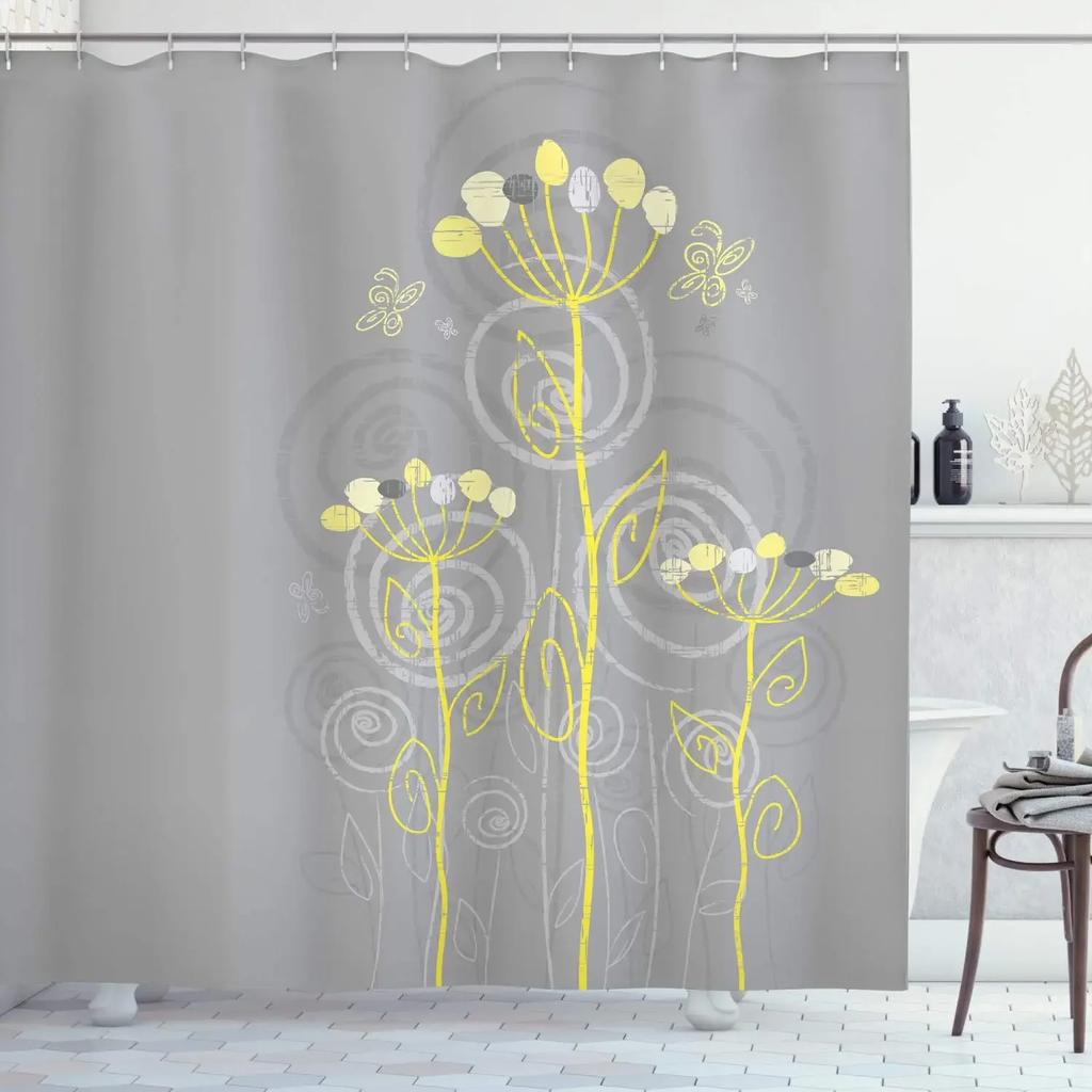 Waterproof Bath Shower Curtain Stained Glass Meadow Flower Dragonfly Polyester Fabric Bathtub Curtain Home El Bathroom Bath Shower Curtain