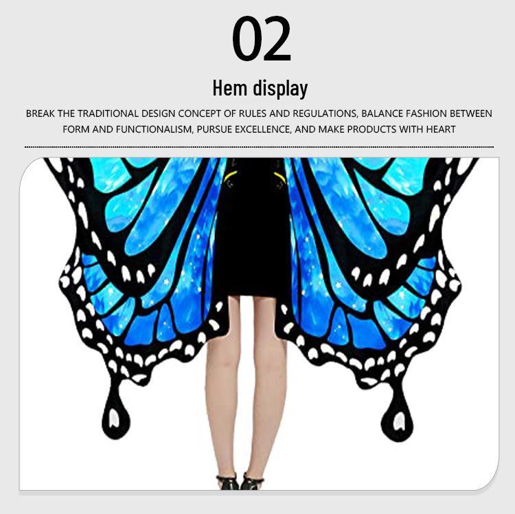Rotating Butterfly Shawl: Halloween Belly Dance Gradient Wings Cloak