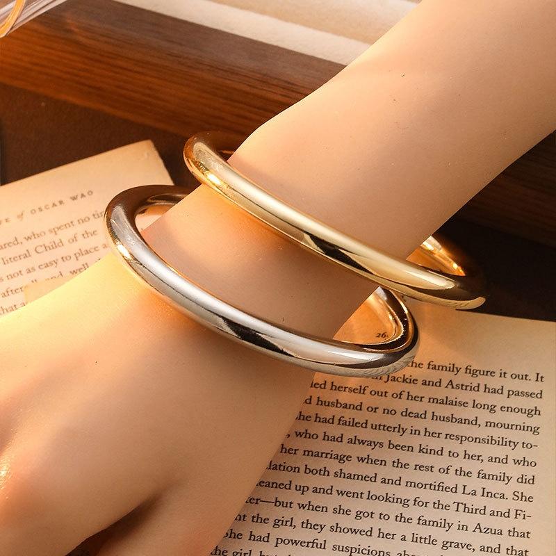 European And American Style Electroplated Ccb Open Bracelet High-End Light Luxury Niche Bracelet Personality All-Match Bracelet