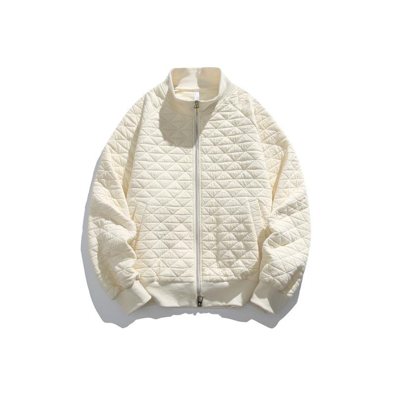 ACU Unisex Diamond Quilted Baseball Jacket – American Style Solid Color Autumn Outerwear
