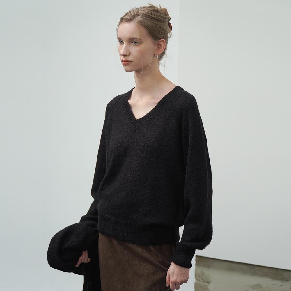 Hiikeu Wool Alpaca Plain Knit_Black