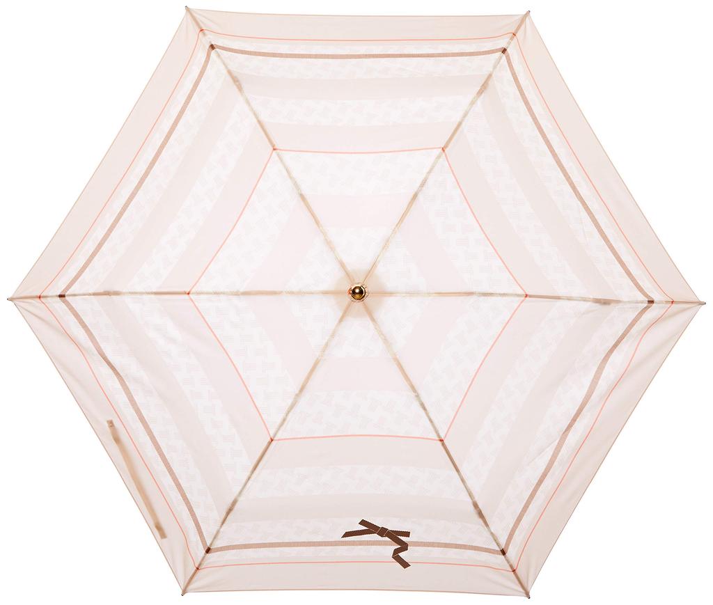 Moonbat LANVIN en Blue Folding Ribbon and Striped Rib 50cm Umbrella, Pattern, Women's, Stylish, Beige, Length Approx.