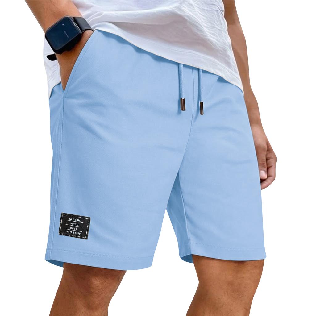 Men's Summer Drawstring Shorts With Pockets  Men's Casual Straight-Leg Beach Pants