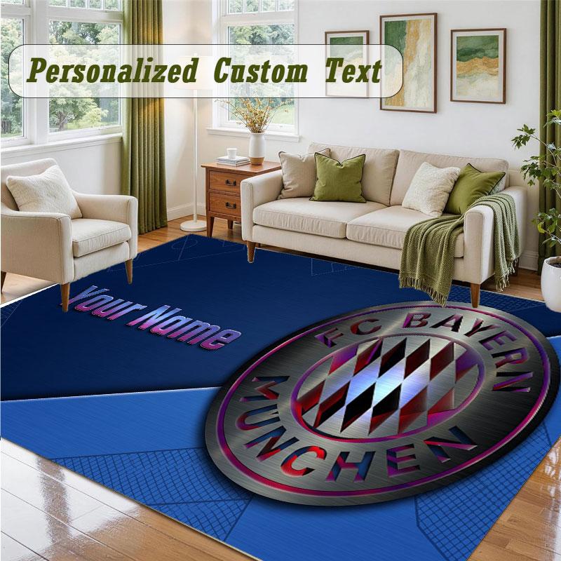 Crystal Velvet Square Rug Custom NameBayern Munich Pattern Non Slip Home Floor Decor Rug