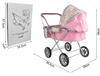 Pink Flowers Foldable Doll Pram Gondola Stroller With Bag