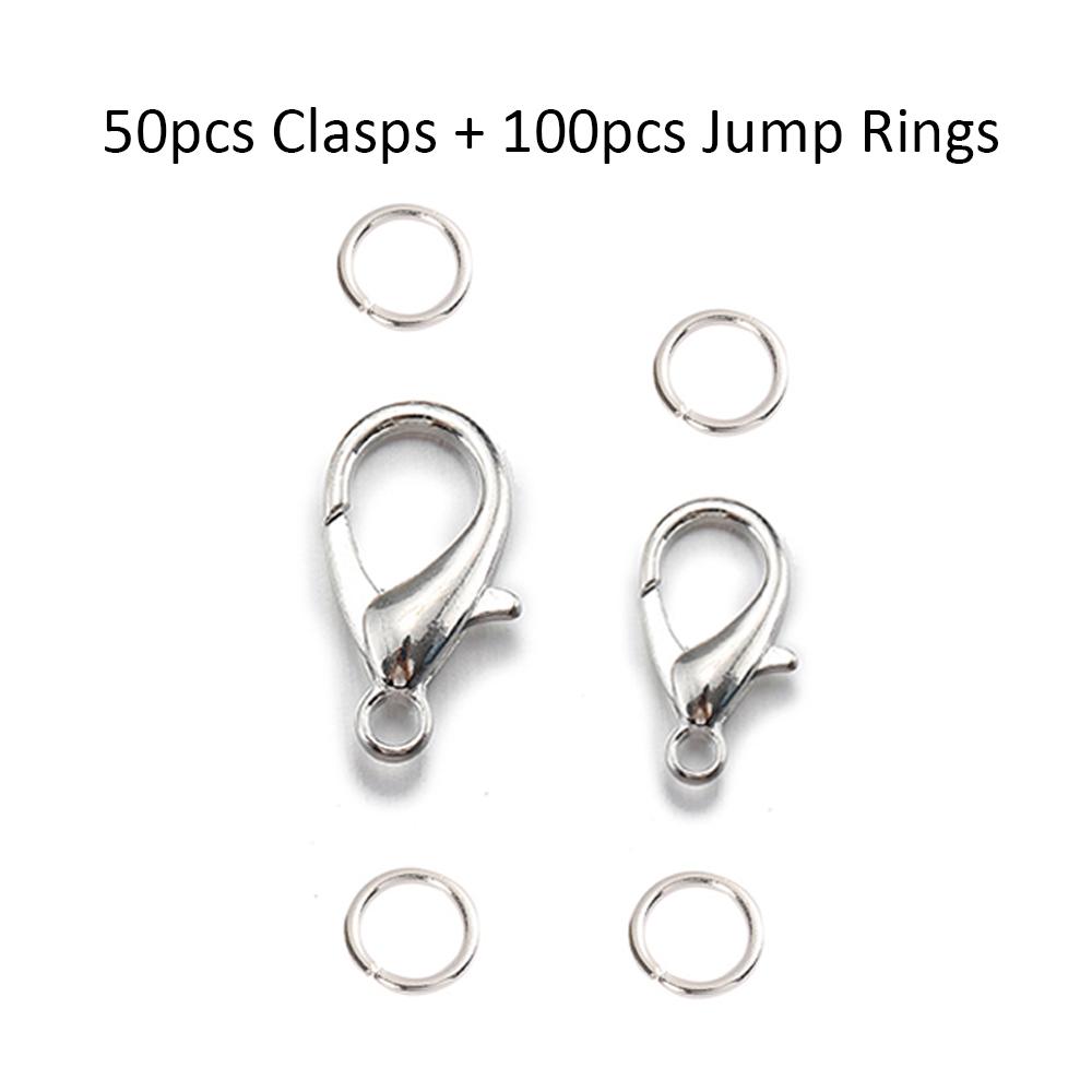 50sets 10/14mm Lobster Clasps Jump Rings for Bracelet Necklace Hooks Chain Closure Keychain End Connector DIY Jewelry Making
