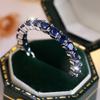 Blaue Kristall-Einfachreihe-Ringe mit runden Steinen für Damen, Vintage, Trendy, Gold-Silber-Farbe, Ehering, Brautschmuck, Verlobungsgeschenk
