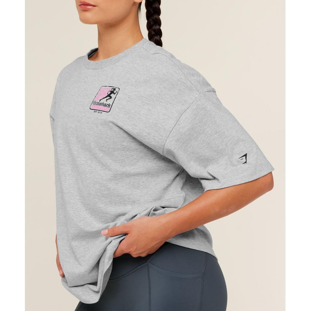 Gymshark Run Club Graphic ShorT Sleeve T shirT lighT Grey B6b6a Gbcn