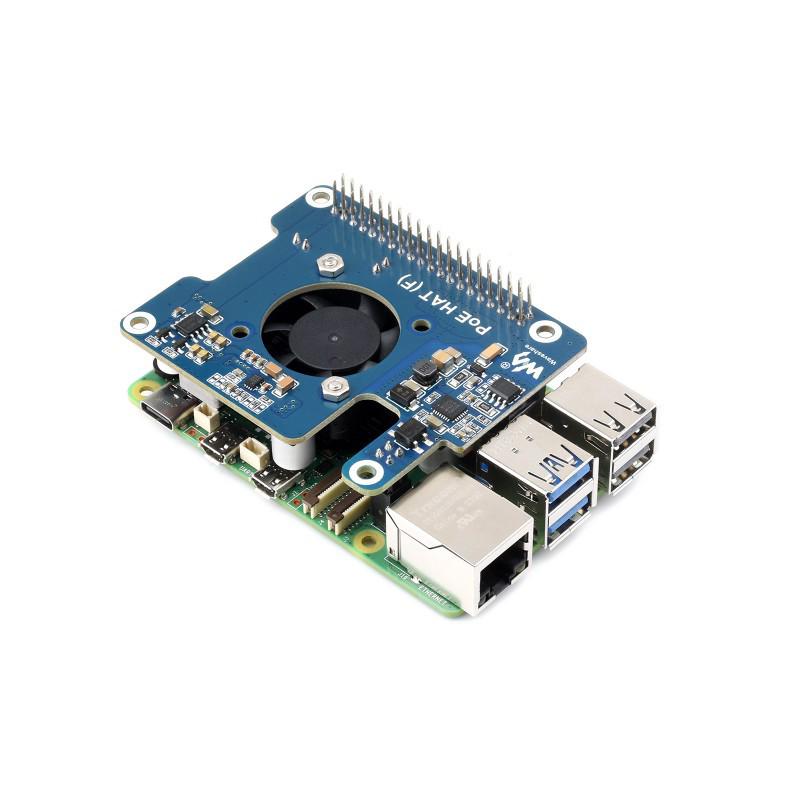 Raspberry Pi 5 PoE Ethernet Power Expansion Board with Fan Heatsink, 802.3af/at, 5/12V.