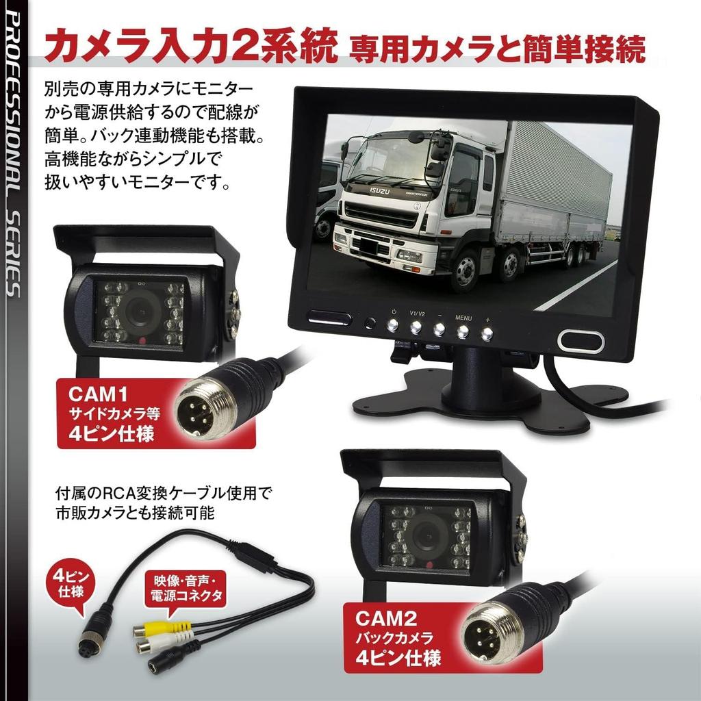 ULOPOP 7-inch On-Dash Monitor with Dual Camera Input, 4-Pin RCA, Built-in Speakers, Compatible with 12V/24V Trucks and Large Vehicles (SMR-TK701)