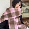 Luochi Black & White Plaid Scarf: Warm, Thick, Korean Style, Fashionable, Versatile Tassel Scarf for Women, Autumn/Winter