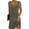 European & American 2024 Sleeveless V-Neck Metal Button Sweater Dress for Women - Autumn/Winter Collection
