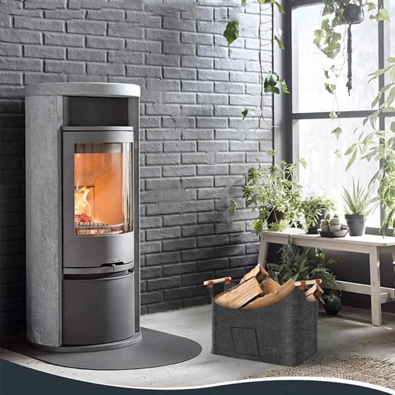 Foldable Felt Firewood Holder Versatile Large Wood Bag Functional Home Storage Organizer for Logs Clothes Newspaper