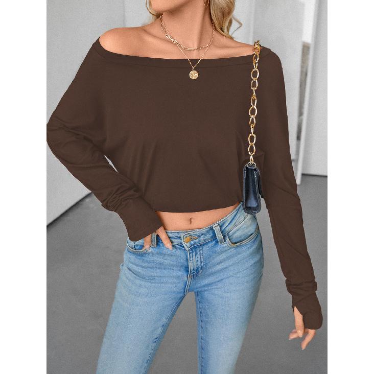 

Новая универсальная женская длинная стильная сексуальная повседневная модная удобная высококачественная футболка верхняя базовая рубашка XXL коричневый