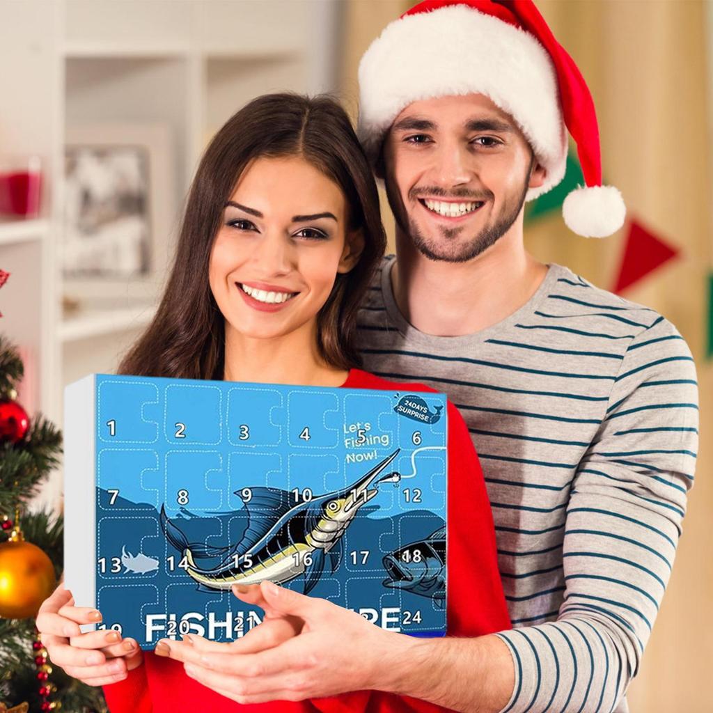 Fishing Calendar Advent Fishing Gear Tackle Set Tackle Box Toys For Countdown Dad Father Boys Men Teen Christmas Gifts