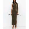 Spring and Summer Women's Clothing French Hem Side Slit Long Sleeves Asymmetric Fold Decorative Length Dress 5644324