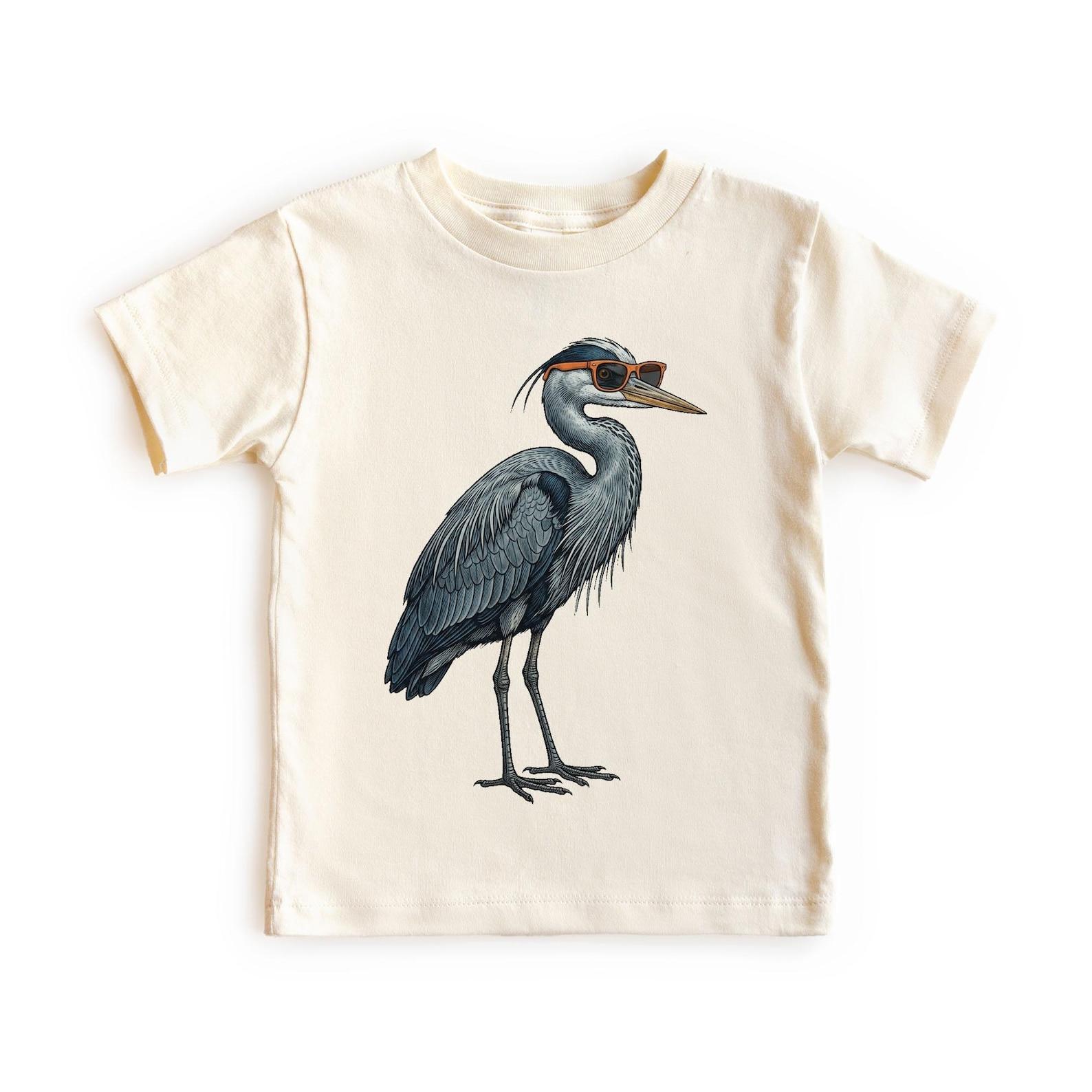 Summer Blue Heron Wearing Sunglasses Birding Birder Unisex, Adult, Youth T-Shirt 100