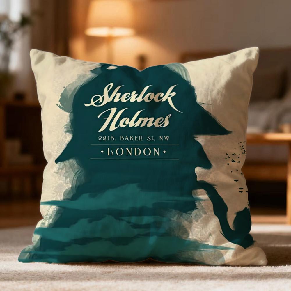 Hot S-SSherlock Holmes Cushion Cover Soft Washable Pillow Case Multi-Scene for Couch Bed Travel Office Use