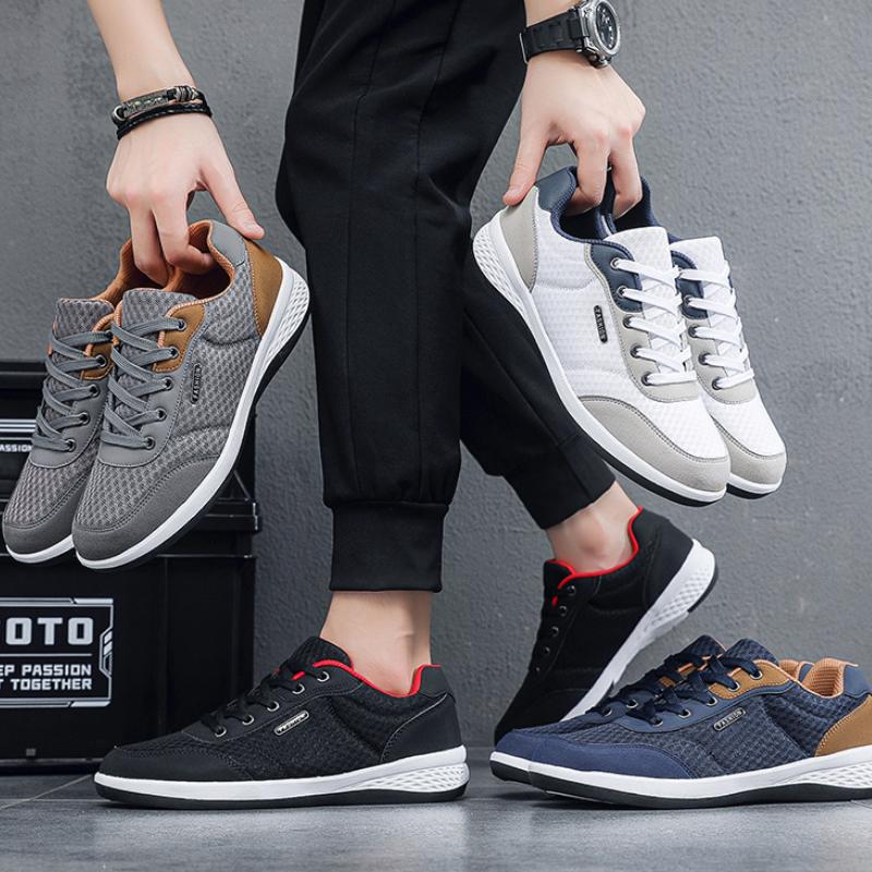 Fashion Men's Sports Casual Shoes 2024 New Comfortable Mesh Breathable Vulcanzed Shoes Running Lace-up Men's Tennis Shoes Plus Size 46