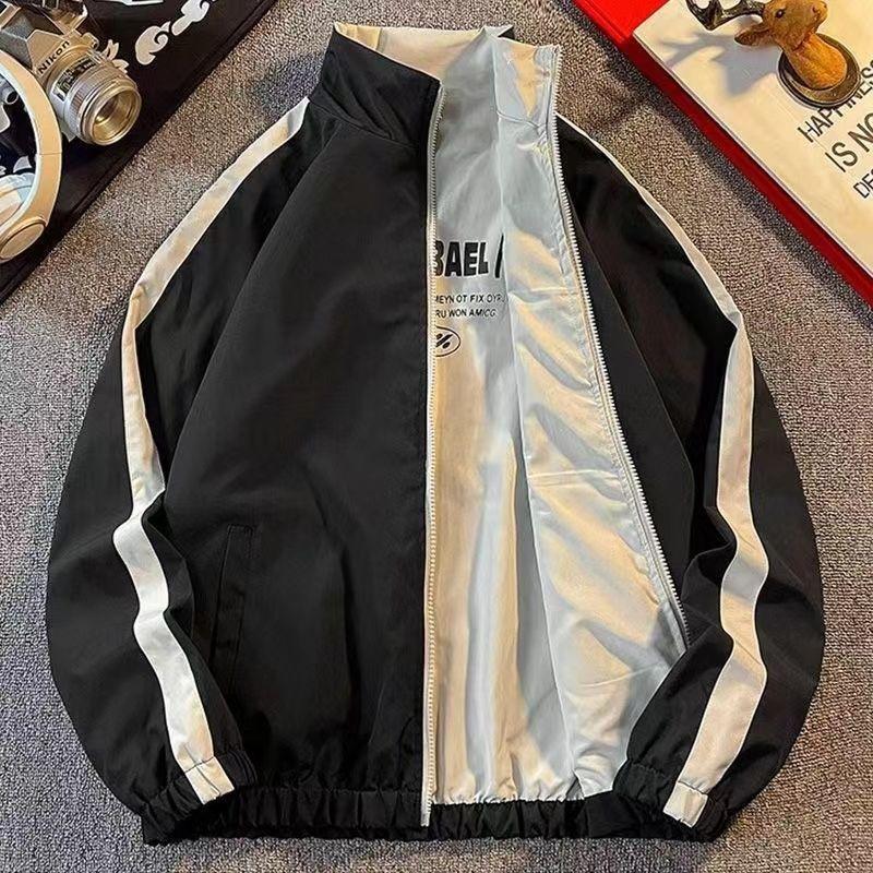 Wear Loose Standing Collar Waterproof Letters Both Sides Spring Autumn New Jacket Casual Men's Top