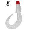10PCS Lot Artificial Plastic Soft Worm Bait Fishing Lures(red Head White Body)