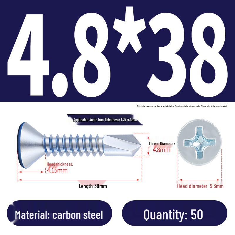 Phillips Flat Head Blue Zinc Plated Stainless Steel Self-Drilling & Self-Tapping Screws M3.9-M5.5