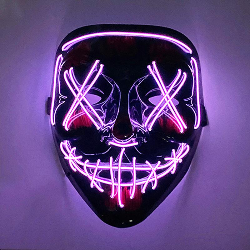Wireless Scary Glowing Mask LED Luminous Purge Mask Halloween Carnival Light Up Cosplay Party Mask Festival Costume Supplies