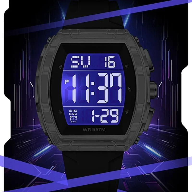 Men's Sports Electronic Watch Waterproof Countdown Calendar Night Light LED Digital Wristwatch